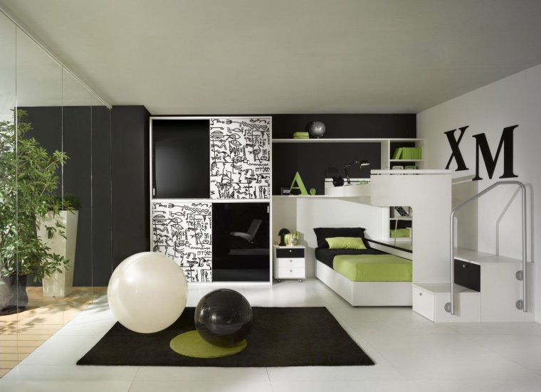 Черно-белые комнаты для подростков (63 фото)