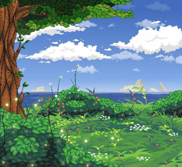 Лес пиксель арт