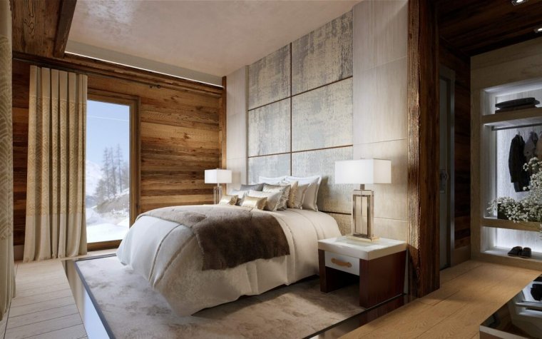 Спальня в стиле Шале с гардеробной