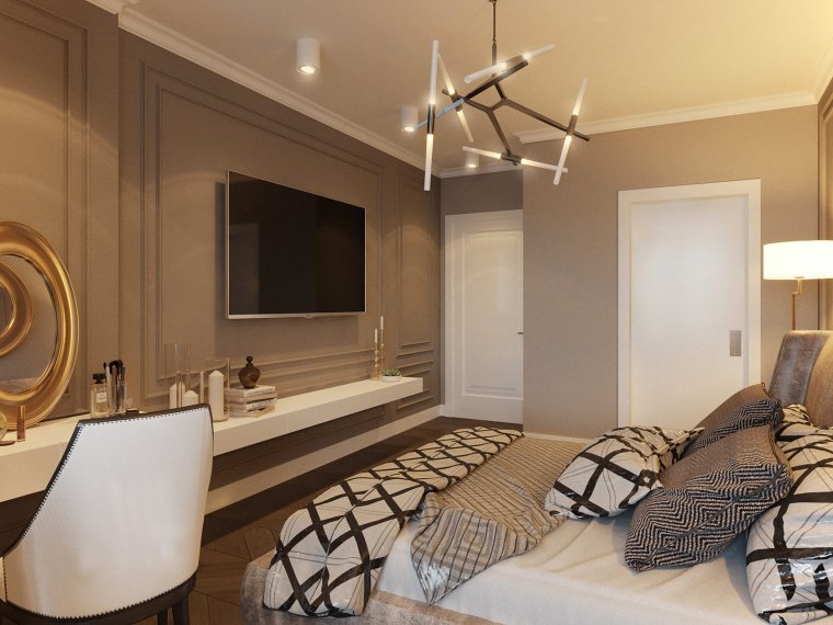 Спальня 13 кв м с гардеробной