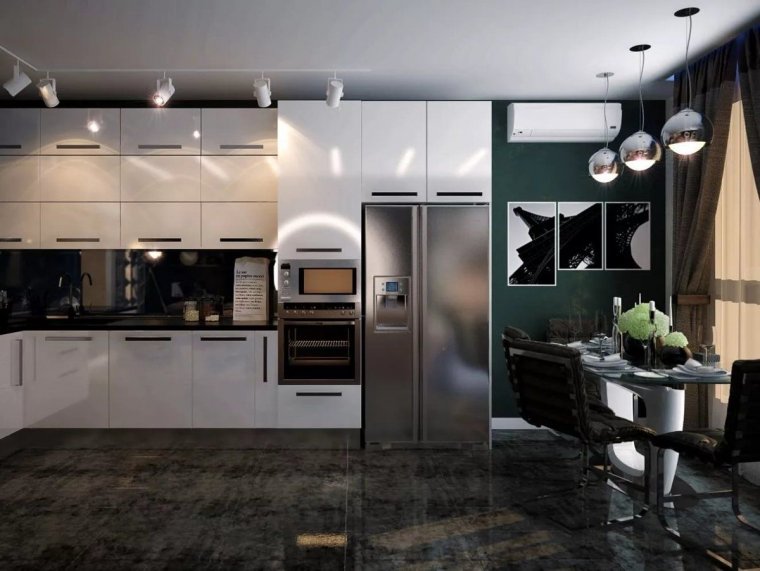 Споты в интерьере кухни