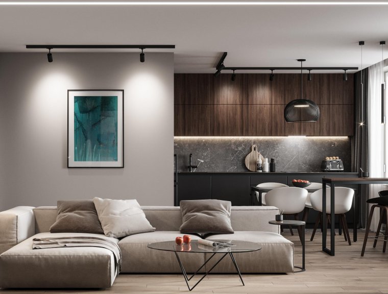 Трековые светильники кухня гостиная