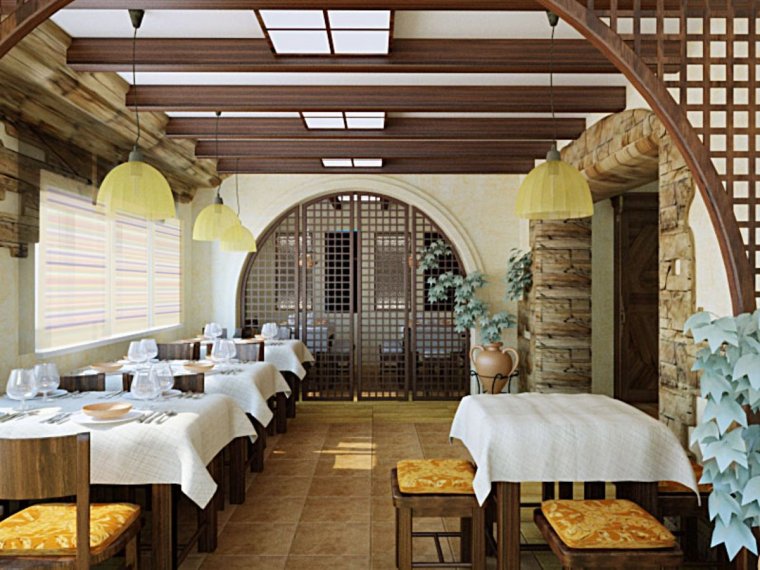 Интерьер ресторана в стиле Кантри