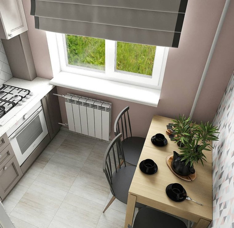 Кухня 6 кв м с холодильником