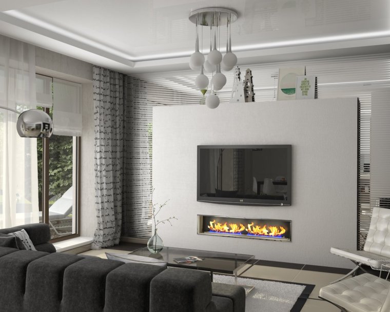 Камин в интерьере однокомнатной квартиры