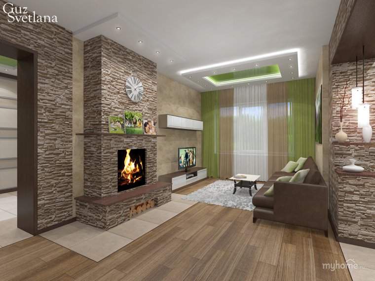 Интерьер в маленькой комнате гостиной