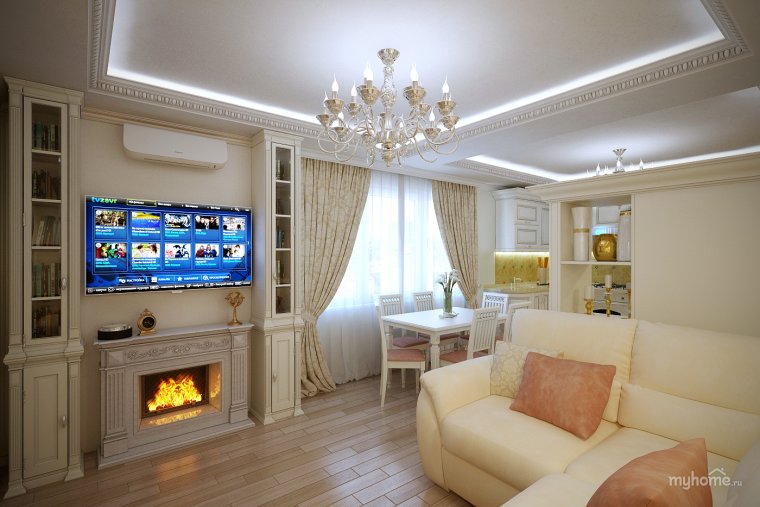 Уютная атмосфера комнаты зала