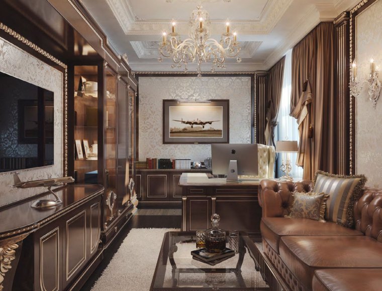 Кабинет в современном классическом стиле