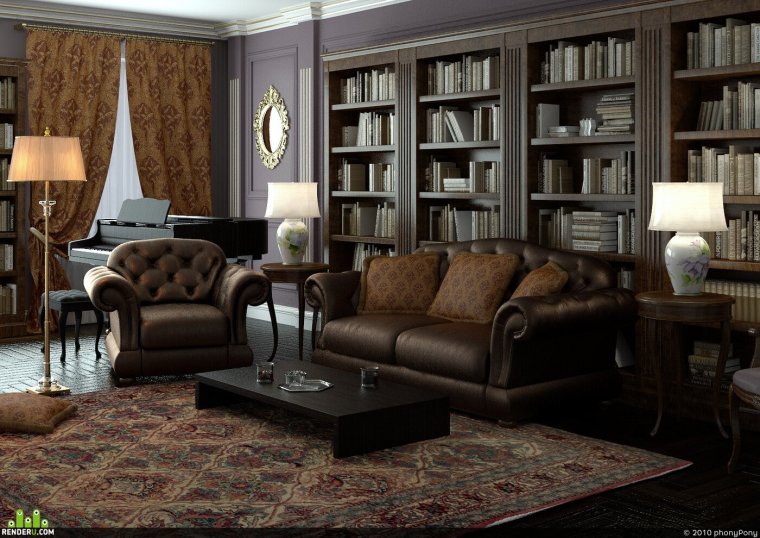 Гостиная в классическом стиле с темной мебелью