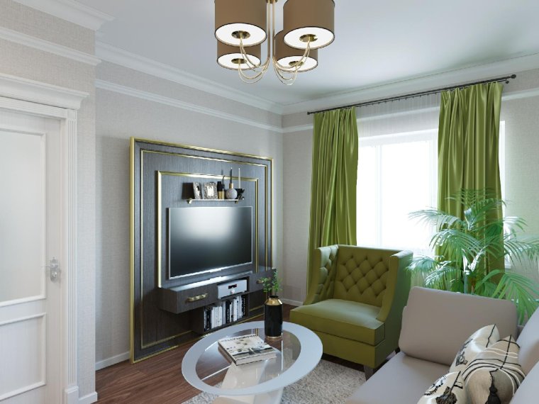 Гостиная в однокомнатной квартире Неоклассика