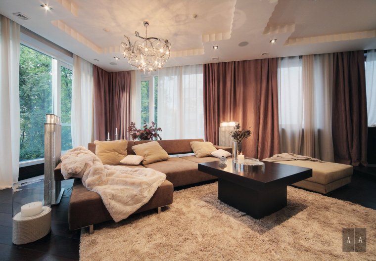 Гостиная с 2 окнами