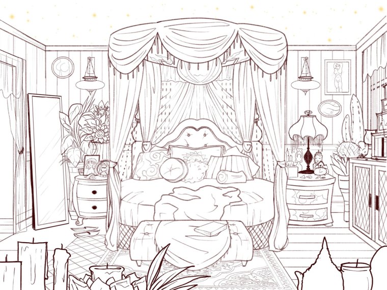 Раскраска интерьер