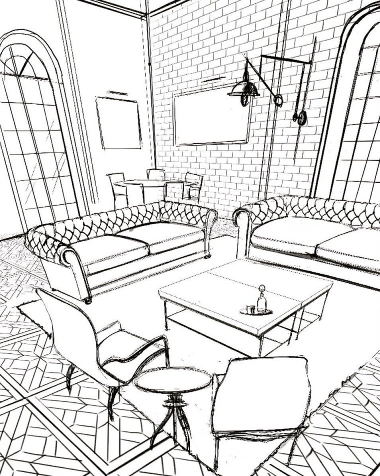 Раскраска интерьер комнаты