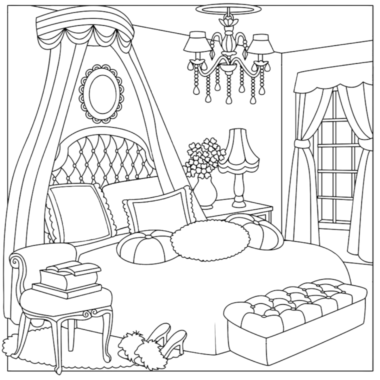 Комнаты для бумажного домика черно белые