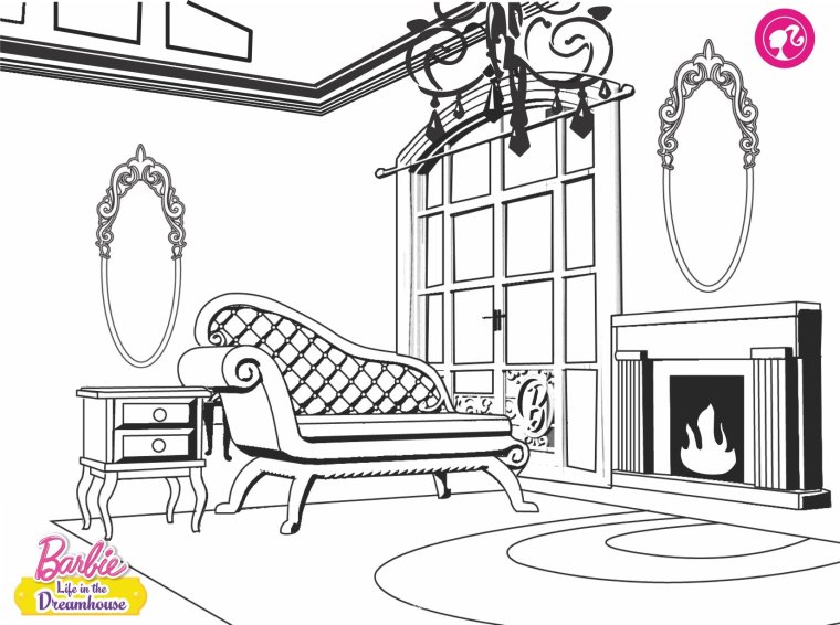 Раскраска мебель Барби