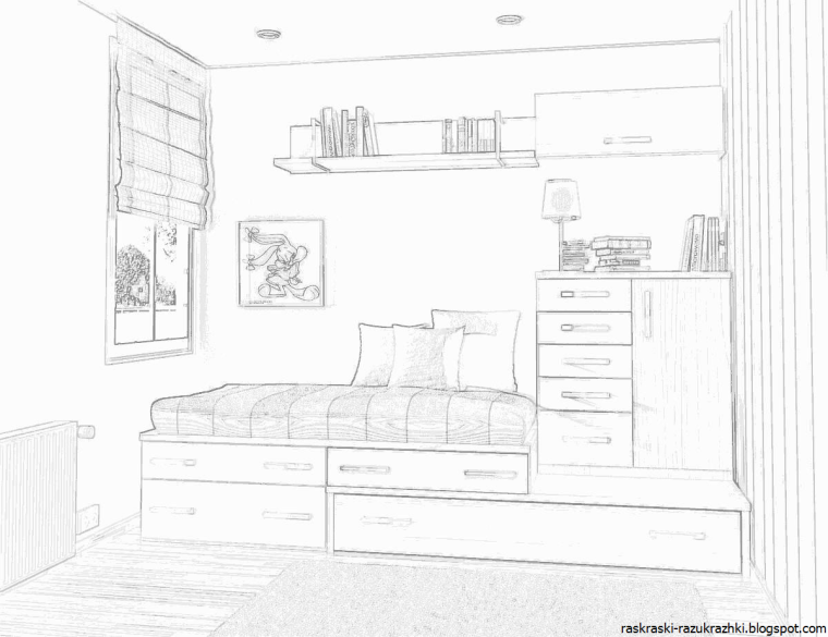 Эскиз комнаты подростка
