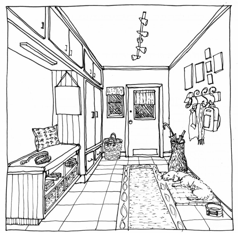 Раскраска интерьер комнаты