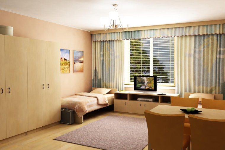 Интерьеры спальни в общежитии