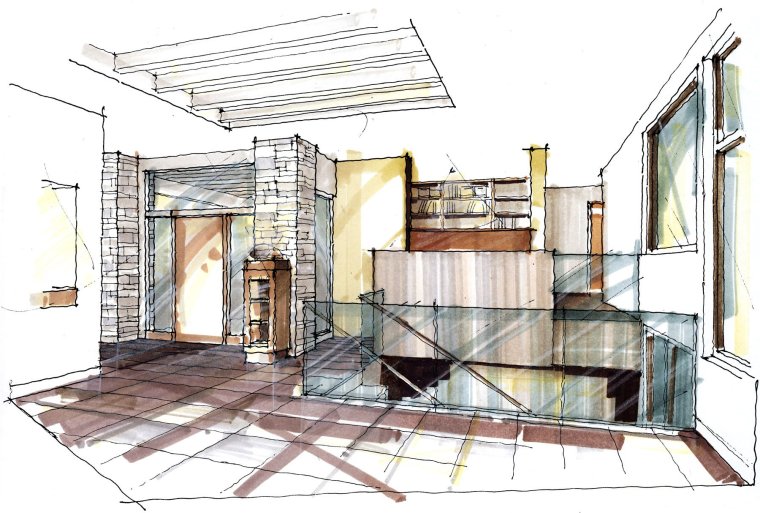 Архитектурный скетч интерьер