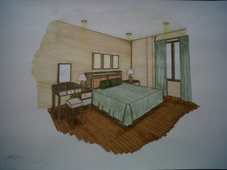Спальная комната в перспективе