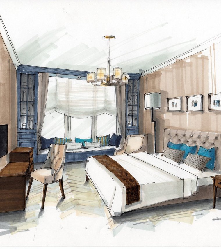 Интерьер комнаты скетч