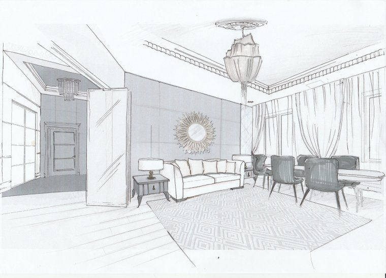 Интерьер эскиз графический