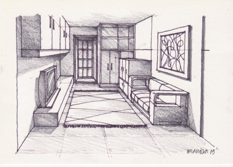 Фронтальная перспектива комнаты