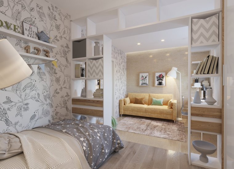 Зонирование детской и взрослой спальни