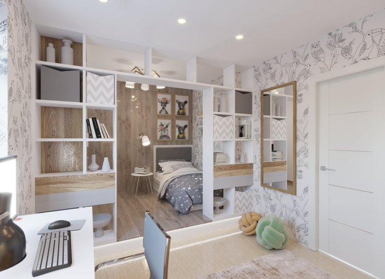 Зонирование комнаты на две детские