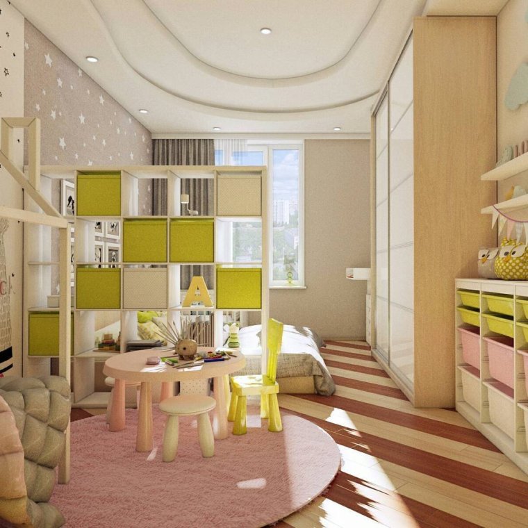 Зонирование гостиной и детской