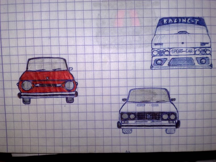 Рисунки в тетради в клетку машины