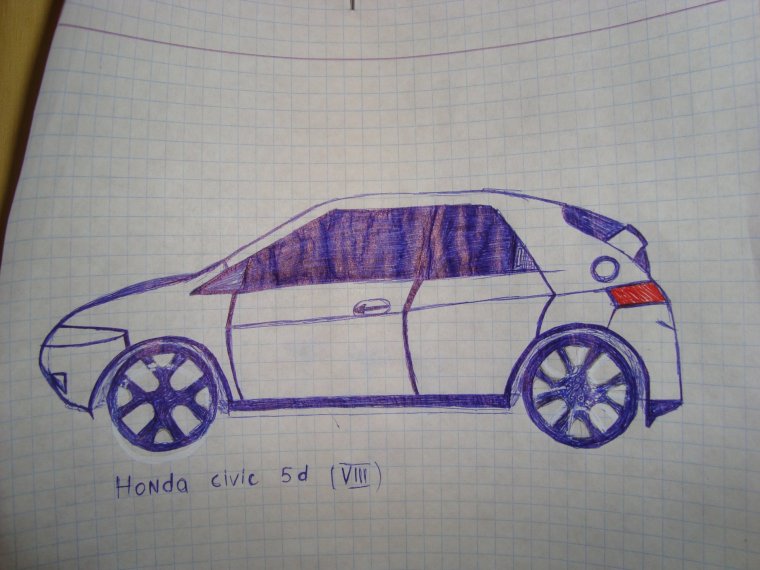 Рисунок машины на листе