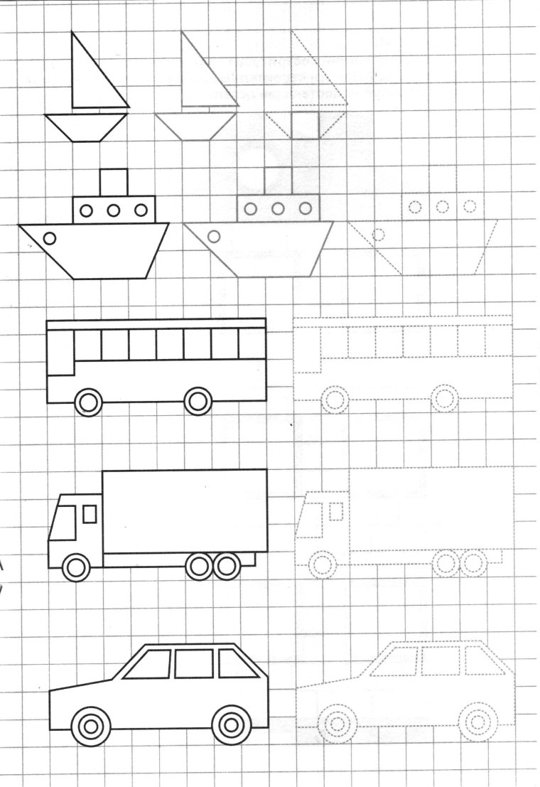 Как нарисовать по клеточкам машину джип
