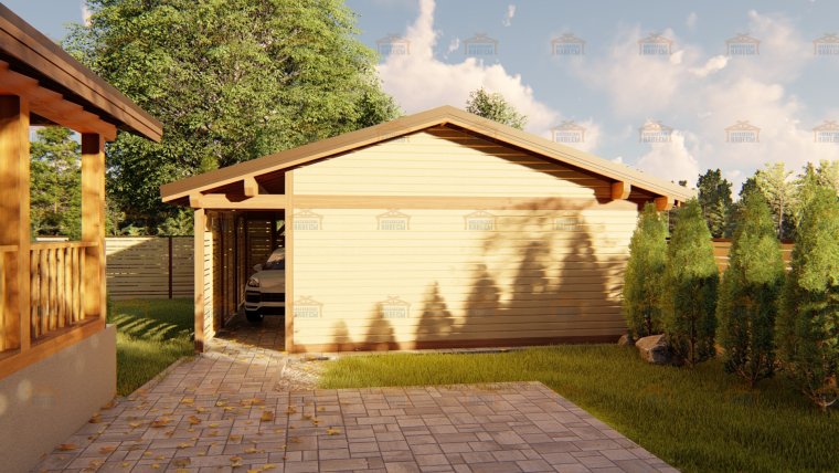 Сарай с навесом для машины