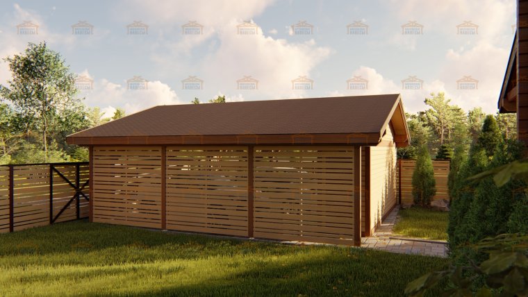 Сарай с навесом для машины