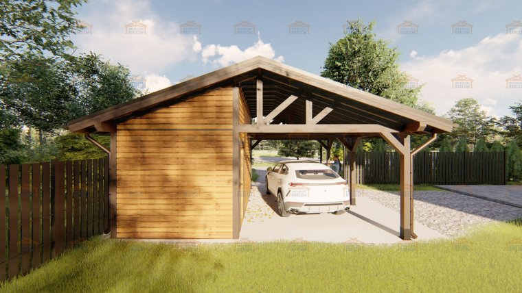 Навес с хозблоком