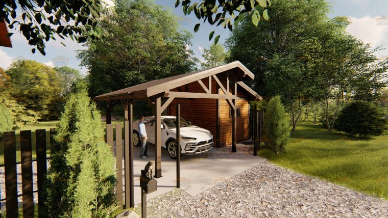 Навес для автомобиля с хозблоком