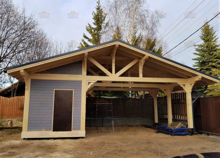 Навес с хозблоком