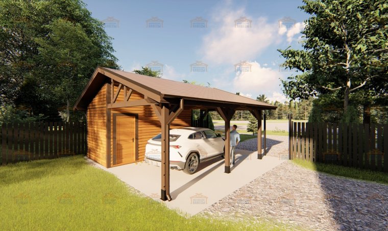 Хозблок с навесом