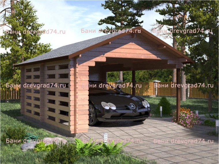 Гараж с навесом для машины