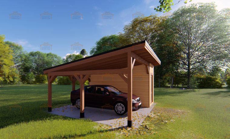 Навес для машины с хозблоком