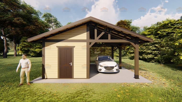 Навес для машины с хозблоком