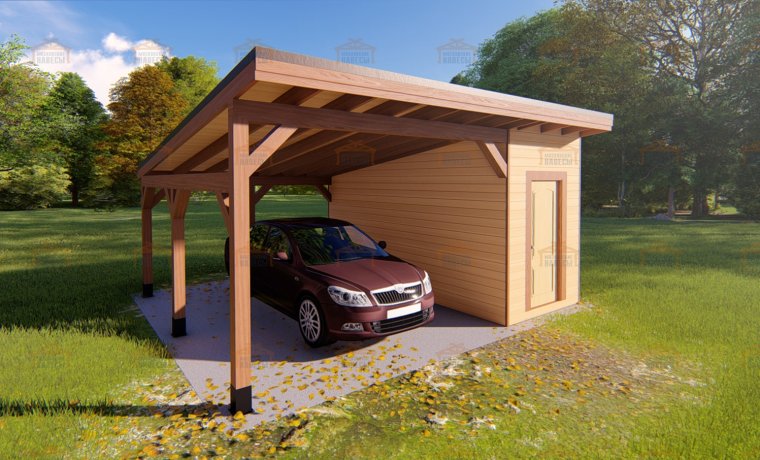 Навес с хозблоком