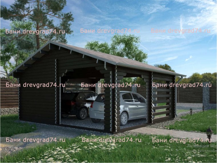 Хозпостройка с навесом для машины