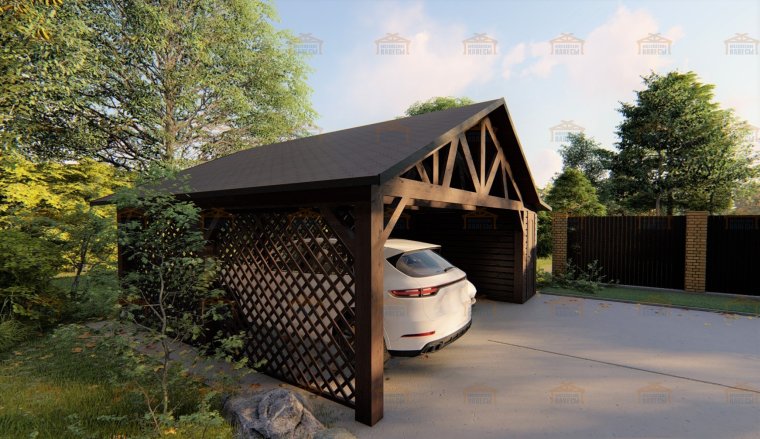 Хозблок с навесом для автомобиля