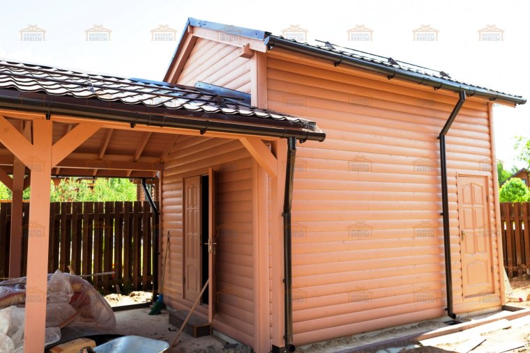 Сарай с навесом для машины