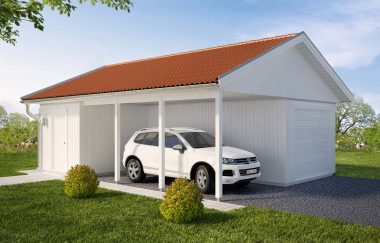 Навес для машины с хозблоком