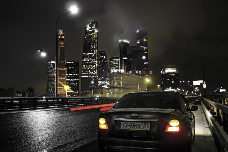 Вид на город из машины