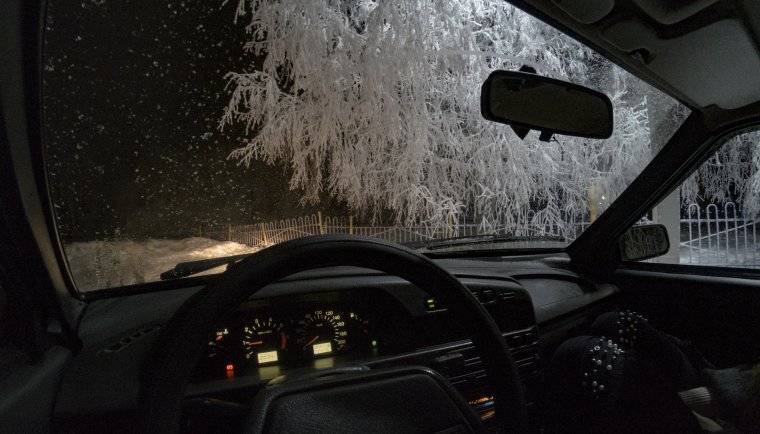 Вид из машины зимой