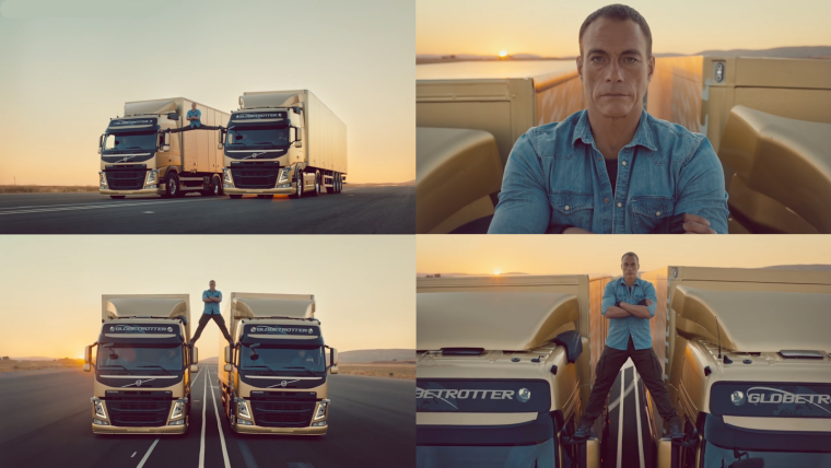 Жан Клод Ван Дамм между грузовиками